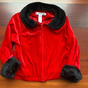 Red Velvet Fur Trim Toddler Jacket